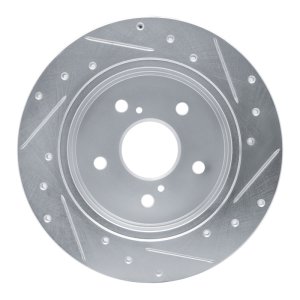 Lexus ES350 Brake Rotor (1) - Rear Left - R1 Concepts - Drilled & Slotted - Silver - `15-`25